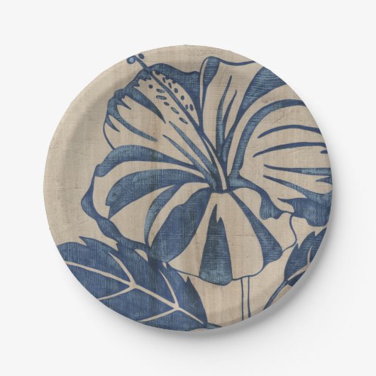 Indigo Hibiscus Papieren Bordje (Voorkant)