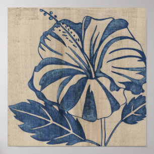 Indigo Hibiscus Poster