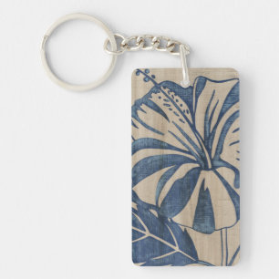 Indigo Hibiscus Sleutelhanger
