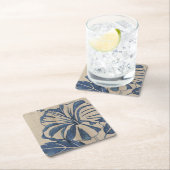 Indigo Hibiscus Vierkante Kartonnen Onderzetter (Insitu)
