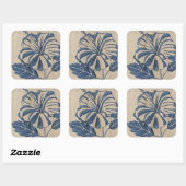 Indigo Hibiscus Vierkante Sticker (Vel)