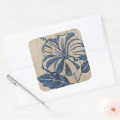 Indigo Hibiscus Vierkante Sticker (Envelop)