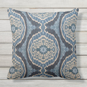 Indigo Ikat Outdoor Designer Pillow Buitenkussen