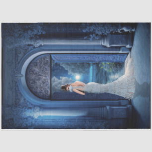 Indigo Imperial Building Elegant lady Portrait Art Tissuepapier