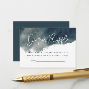 Indigo Ink Wash Baby shower Luier Raffle Informatiekaartje