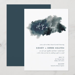Indigo Ink Wash Boy Baby shower per post Kaart