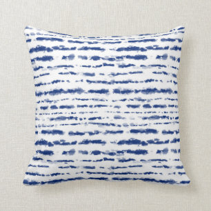 Indigo Japanse Shibori Lijnen Patroon Dubbelzijdig Kussen