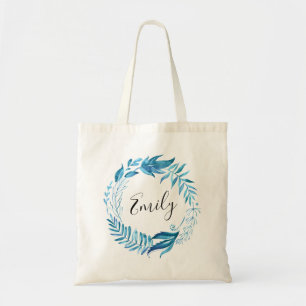 Indigo Leaves Gepersonaliseerde Canvas tas