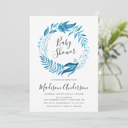 Indigo Leaves | Uitnodiging tot het indienen van g (Staand voorkant)