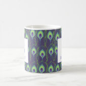 Indigo Lime Green Peacock Custom Initial Mug (Centre)