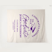 Indigo linnen Proficiat aan onze Afstuderen Chic Wandkleed (Voorkant (horizontaal))