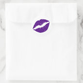 Indigo lipstick afdrukken ronde sticker (Tas)