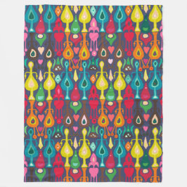 indigo love ikat fleece deken