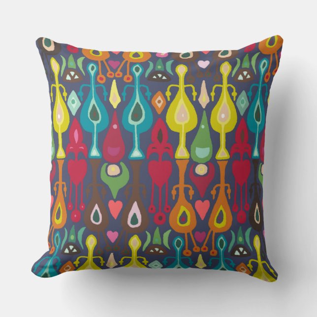 indigo love ikat kussen (Voorkant)