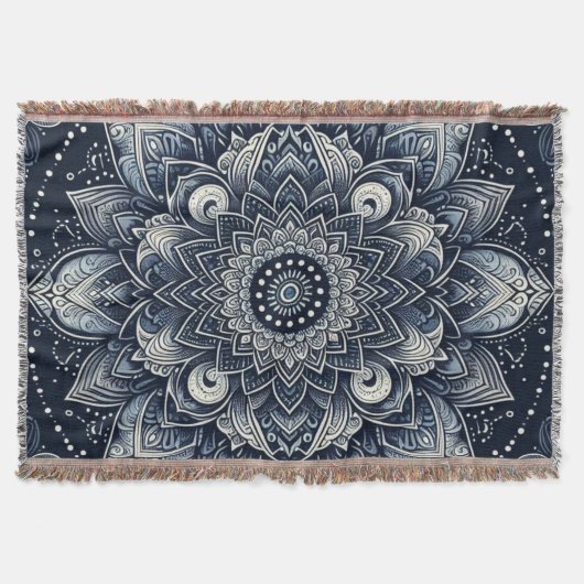 Indigo Mandala Deken (Voorkant)