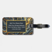 Indigo Marble with Golden Streaks Bagagelabel (Achterkant horizontaal)