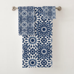 Indigo Marokkaans Geometrisch Ster Mozaïek Patroon Bad Handdoek