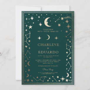 Indigo middeleeuwse gouden klimop bruiloft uitnodi kaart