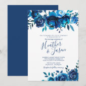 Indigo Mood Floral Wedding Kaart (Voorkant / Achterkant)