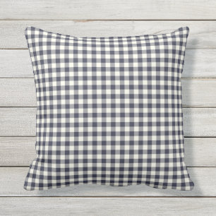 Indigo / Navy Blue Gingham Pattern Kussens