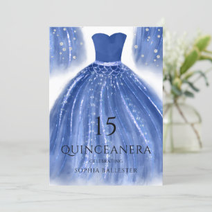 Indigo Navy Blue Mermaid Dress Quinceanera Kaart