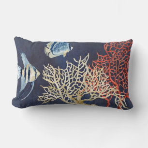Indigo Ocean Beach Tropical Fish Waterverf Coral Kussen