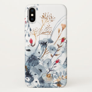 Indigo & Ochre - Waterverf Flowers iPhone X Hoesje