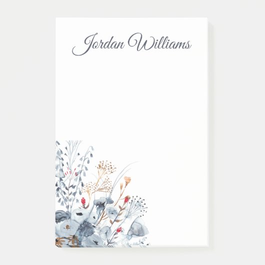 Indigo & Ochre - Waterverf Flowers Post-it® Notes (Voorkant)