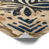 Indigo Oker Folk Pattern Poster (Hoek)