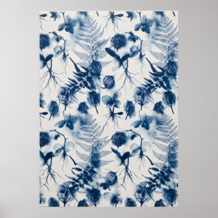 Indigo Orchid Roots Varens Zaadpeul Patroon Poster