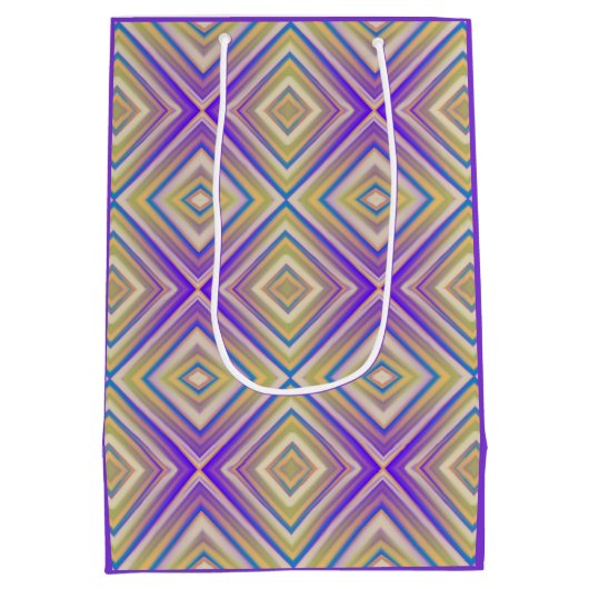 Indigo Paars Alternative Diamond Pattern Medium Cadeauzakje (Achterkant)