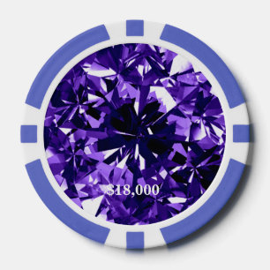 Indigo Paarse Diamond Gem Stone Poker Chip Stripe