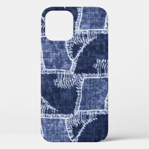 Indigo Patchwork: gestructureerde gecontroleerde e iPhone 12 Hoesje