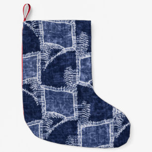 Indigo Patchwork: gestructureerde gecontroleerde e Kleine Kerstsok