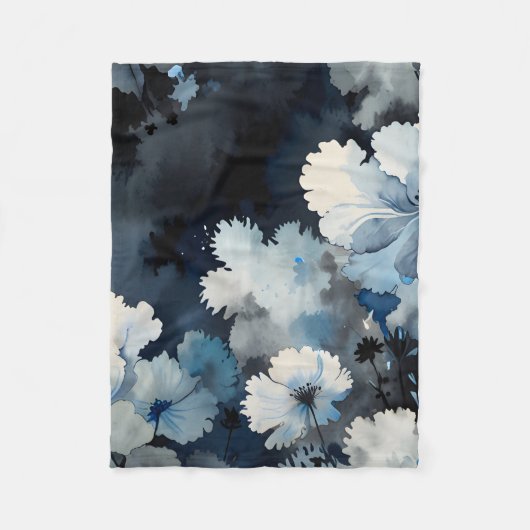 Indigo Petals Fleece Deken (Voorkant)