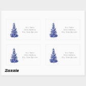 Indigo Pine Tree Adresetiketten Rechthoekige Sticker (Vel)