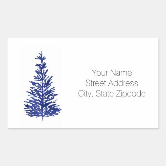 Indigo Pine Tree Adresetiketten Rechthoekige Sticker (Voorkant)