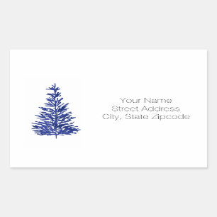 Indigo Pine Tree Adresetiketten Rechthoekige Sticker