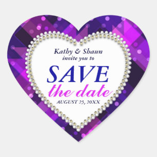 Indigo Pink Modern Save the Date Wedding Stickers
