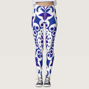 Indigo Portugese Azulejos Blue and White Tegels Leggings