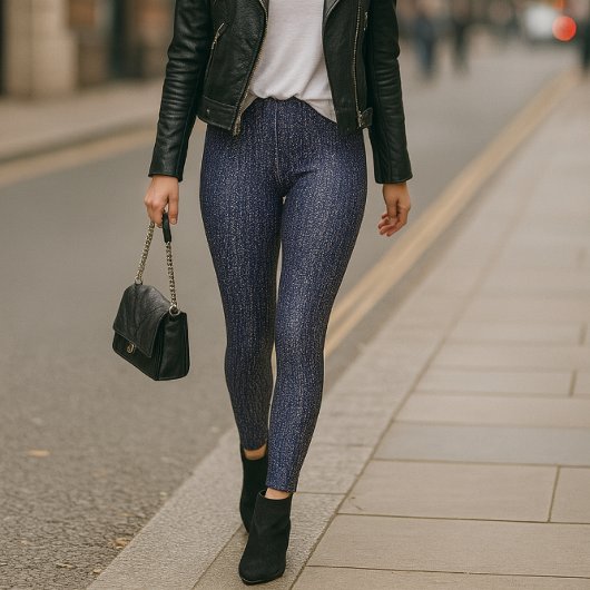Indigo Rinse Faux Denim Leggings