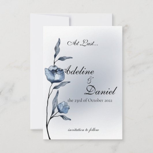 Indigo Romance Wedding Save the Date Cards (Voorkant)