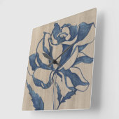 Indigo Roos Vierkante Klok (Hoek)