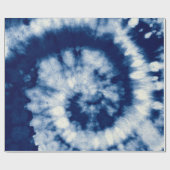 Indigo Round. Bohemian Tie Dye. Blue Roll Psychede Cadeaupapier (Vlak)