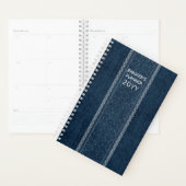 Indigo Sashiko Pattern Japanse Embroidery Name Planner (Display)