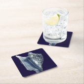 Indigo Shells I Vierkante Kartonnen Onderzetter (Insitu)