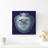 Indigo Shells III Vierkante Klok (Huis)