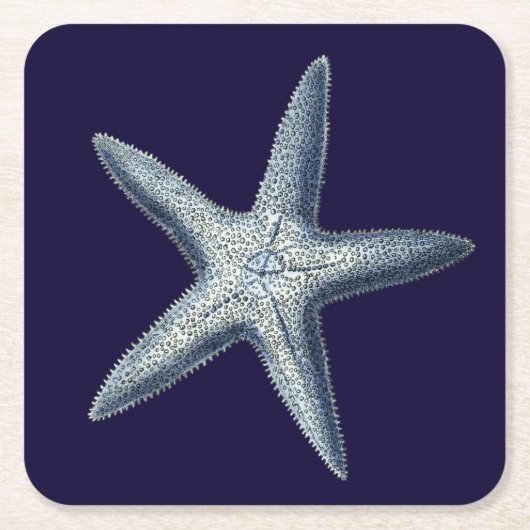 Indigo Shells IV Vierkante Kartonnen Onderzetter (Voorkant)