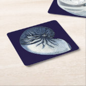 Indigo Shells VII Vierkante Kartonnen Onderzetter (Schuin)