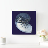 Indigo Shells VII Vierkante Klok (Huis)